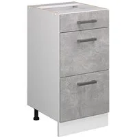 Vicco Unterschrank R-Line, Beton/Weiß, 40 cm mit Schubladen, ohne Arbeitsplatte (1-St)