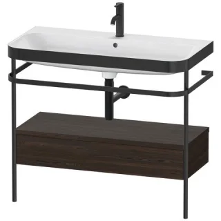 Duravit Happy D.2 Plus c-bonded Set mit Metallkonsole und Schubkasten Nussbaum gebürstet Matt 975x49 HP4743O6969