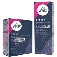 Veet Enthaarungscreme Körper & Beine (100ml) + Multi-Benefit-Schaum (2 x 50ml), Spar-Set, 2 St., für sensible Haut & Intimzone