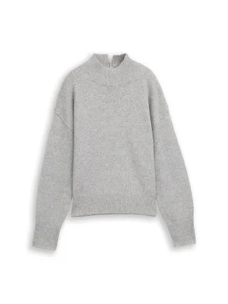 Tom Tailor - Oversize Strickpullover mit Stehkragen medium silver grey melange - Gr. - S