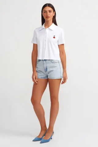 Hochgeschnittene Baumwoll-Denim Mom-Shorts