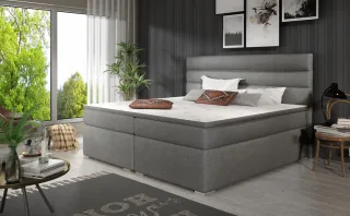 Boxspringbett Schlafzimmerbett FESTO 180x200cm Stoff Sawana Dunkelgrau