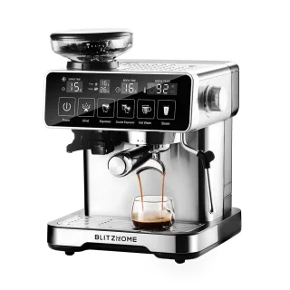 [EU Direct] BlitzHome® CM-301CG Espresso Coffee Machine 20Bar 1150W with Built-in Conical Burr Grinder PID & NTC 51mm Po