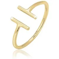 Elli Premium Fingerring Geo Trend Look Statement Offen 375 Gelbgold