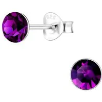 ALEXANDER YORK Paar Ohrstecker KRISTALL 5 mm amethyst, 2-tlg., 925 Sterling Silber