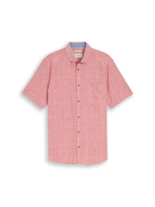 Tom Tailor - Regular Fit Kurzarmhemd mit Leinenanteil chili orange check - Gr. - M