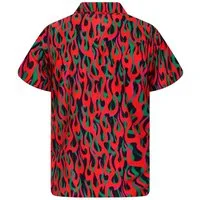 King Kameha Hawaiihemd Flames Allover Funky Hawaii-Hemd Kurzarm Front-Tasche Stylish Unisex