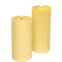 I.GE.A. LED-Kerze LED Echtwachskerze 2er Set (2-tlg), Mit Timer Flackernd Stumpenkerze Adventskerzen Adventskranz
