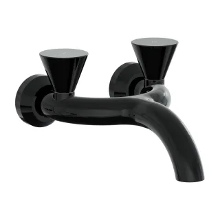 VitrA Liquid Zweigriff-Waschtischarmatur Aufputz-Wandmontage Ausladung Schwarz Hochglanz,A4274839 A4274839