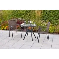 MERXX Garten-Essgruppe »Roma«, (Set, 3-tlg., Pulverbeschichtetes Aluminiumgestell), Tisch: Øx H: 72x73 cm