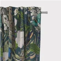 SCHÖNER LEBEN. Vorhang SCHÖNER LEBEN. Vorhang Velvet Deluxe Samt Pfau Blüten petrol 245cm, Smokband, blickdicht, Samt, handmade
