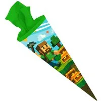 itenga Schultüte itenga Schultüte 70cm rund Blockgame PIXEL Zuckertüte Filzverschluss