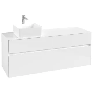 Villeroy und Boch Collaro Waschtischunterschrank C04600DH 140 x 54,8 x 50 cm, Waschtisch links, Glossy White