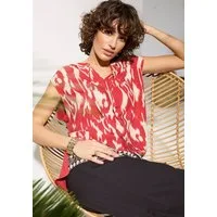 Laura Scott Shirtbluse gemustert mit Bordüren-Print, Kurzarm, aus Viskose