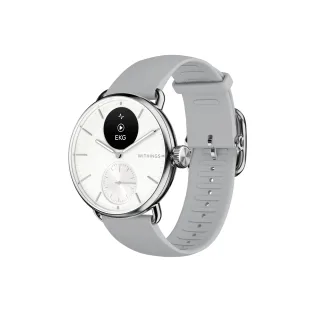 Withings Scanwatch 2 Ziffernblatt weiß [inkl. Kunststoff-Armband grau] 38mm Edelstahlgehäuse silber