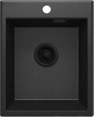 Neuesbad 1-Becken Granitspüle 400x500x210, Graphit Metallic, mit SPACE SAVER LUX NB1DEZQEG1041