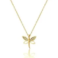 Einzelstück Kette mit Anhänger Halskette Libelle Dragonfly Kette 925 Sterling Silber