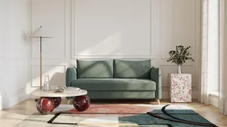BRUNO Schlafsofa 160cm in Forest Green Grün | Pillow | stabiles Massivholz & Boxspringkomfort