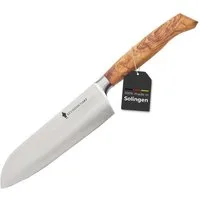 KÜCHENSCHARF Santokumesser 16 cm mit Olivenholzgriff - Ergonomisches Kochmesser, Für Profi- und Hobbyköche