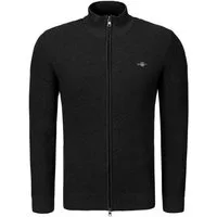 Gant Strickjacke Micro Textured Cotton Zip Herren Sweatjacke, Feinstrickjacke, Grobstrickjacke, Wolljacke, Cardigan
