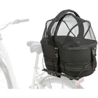 TRIXIE Tierfahrradkorb Hundefahrradkorb mit Netzhaube für Gepäckträger - schwarz - 29 × 42 ×