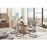 HELA Essgruppe Ariana, Esstisch mit 6 Stühlen, ausziehbarer Küchentisch, (Set, 7-tlg., 1 Tisch ausziehbar / 6 Stühle), Tisch 120-160cm, 6 Stühle mit hoher Belastbarkeit