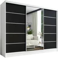 A&J MöbelLand GmbH Schiebetürenschrank AURELIA 1 mit 3 Schubladen und Spiegel (TOP ANGEBOT! Geräumiger Schrank mit einer Breite von 200 cm und Spiegel, ideal zur Aufbewahrung von Kleidung und Accessoires. 3 Schubladen und viel Stauraum. TOP PRODUKT! 