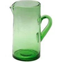 Casa Moro Karaffe Mundgeblasene Glaskaraffe 1 Liter Wasserkaraffe mit Henkel Grün, Mundgeblasene aus aufbereitetem Glas, mit Lufteinschlüssen