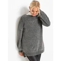 bonprix Longpullover aus Chenille, mit breitem U-Boot-Ausschnitt, hinten etwas länger