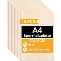 Clanmacy Bastelnaturmaterial Sperrholzplatte Linde 3mm Birkensperrholz Dünne Holz-Zuschnitte,20xA4, (20-tlg)