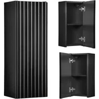 Lomadox Hängeschrank NEWPORT-56-BLACK 20cm Badschrank 1-trg schwarz gerillte Front grifflos