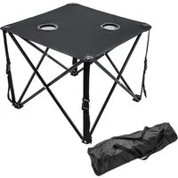 Spetebo Campingtisch Ultraleichter Camping Klapptisch (schwarz, 1-St., 48 x 48 cm), Outdoor Tisch mit zwei integrierten Getränkehaltern