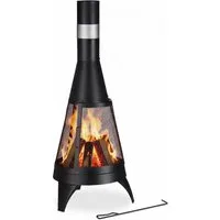 relaxdays Feuerkorb Terrassenofen mit Funkenschutz