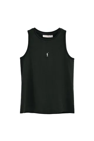 Ärmelloses T-Shirt schwarz im Slim Fit mit Rigby Go Stickerei