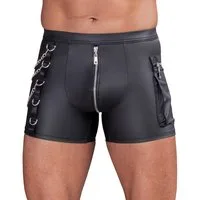 NEK Boxershorts Boxershorts im schwarzen Mattlook mit Ketten und Reißverschluss (1-St) Unterlegter Reißverschluss im Beutel