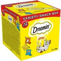 Dreamies DREAMIES™ Snacks Multipack Huhn, Käse, Lachs 12 x 60g, Snack für: Katze