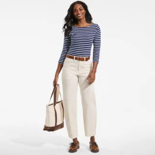 Barrel-Chinos High Waist für Damen in Petite-Größe, Damen, size: petite, Elfenbein, Baumwolle/Elasthan, by Lands' End