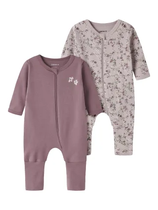 NAME IT - NBFNIGHTSUIT 2P ZIP FF VIOLETFLOWER NOOS Violet Ice - Gr. - 62