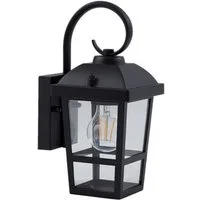 Lindby Außen-Wandleuchte Eloane, Edelstahl Schwarz IP44, 1 x 15 W LED