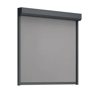 Außenrollo, eckig 45°, Anthrazitgrau, 600 x 600 mm, Tuch Dunkelgrau, ohne Motorsteuerung, individuell konfigurieren