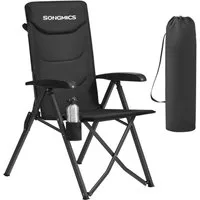 SONGMICS Campingstuhl 90°-150° verstellbare Rückenlehne, belastbar bis 150Kg, mit Getränkehalter/Tragetasche, 1er/2er Set