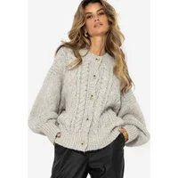 SASSYCLASSY Cardigan Oversize Strickjacke Damen mit Zopfmuster Elegant Lässiger Cardigan aus hochwertigem Strickmaterialien Made in Italy