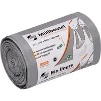 Deiss Müllbeutel FIRST PLUS pcr ®, extrem reißfest / mit Tragegriffen, 30 Liter, 50 Stück/Rolle, grau