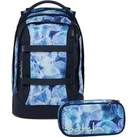 Satch Schulranzen Schulrucksack-Set PACK Blurry Sky 2-teilig (2-teilig), ergonomisch, Your-Size-System: auf Körpergröße anpassbar