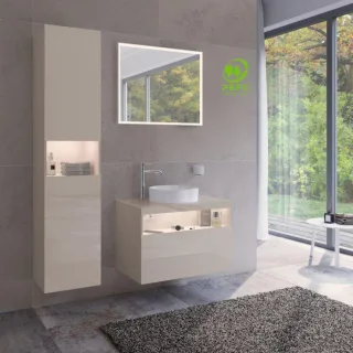 Keuco Stageline Hochschrank 32831180102 40 x 180 x 36 cm, Dekor Cashmere, Glas Cashmere klar, 2-türig, mit Elektrik, rechts