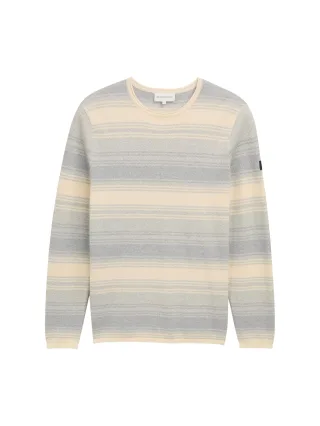 Tom Tailor - Strickpullover im Streifenmuster grey white stripe - Gr. - XL