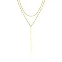 Hey Happiness Y-Kette Layering Kugel & Plättchen, Vergoldete Damen Lariat-Kette aus Edelstahl, wasserfest