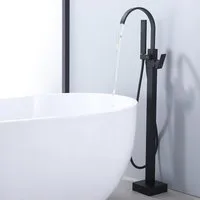 HOMELODY Wannenarmatur freistehende Wannenarmatur Messing mit Handbrause & Wasserfall freistehende Badewanne Armatur,Mischbatterie Badewanne, Wasserhahn Bad