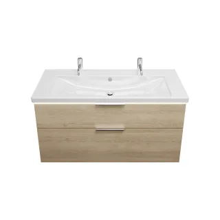 Burgbad Keramik Waschtisch-Set Eqio Eiche Dekor Cashmere/Alpinweiss, SEZB123F3180C0001 SEZB123F3180C0001