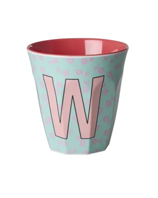 Rice Melamin Becher Buchstabe W/Flowers/Hellblau 250ml